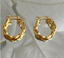 Load image into Gallery viewer, Gold twisted hoop earrings