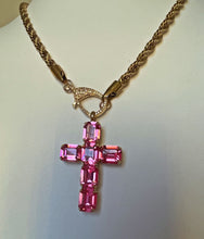 Load image into Gallery viewer, Crystal Cross Necklace - Pink