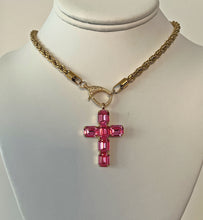 Load image into Gallery viewer, Crystal Cross Necklace - Pink
