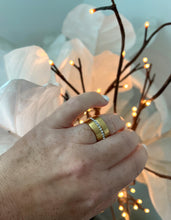 Load image into Gallery viewer, Gold plated sparkly Stainless steel hypoallergenic statement ring cocktail ring