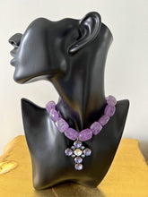 Load image into Gallery viewer, Romy Cross Necklace Purple Crystal Cross and Quarz