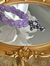 Load image into Gallery viewer, Romy Cross Necklace Purple Crystal Cross and Quarz
