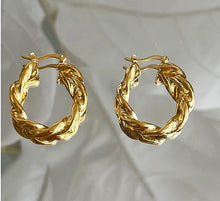 Load image into Gallery viewer, Gold twisted hoop earrings
