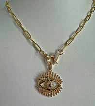 Load image into Gallery viewer, Dyonisus Sparkly Evil Eye Pendant Necklace
