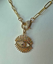 Load image into Gallery viewer, Dyonisus Sparkly Evil Eye Pendant Necklace
