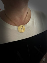 Load image into Gallery viewer, Affirmation Quote Disc Pendant Statement Necklace Gold Plated
