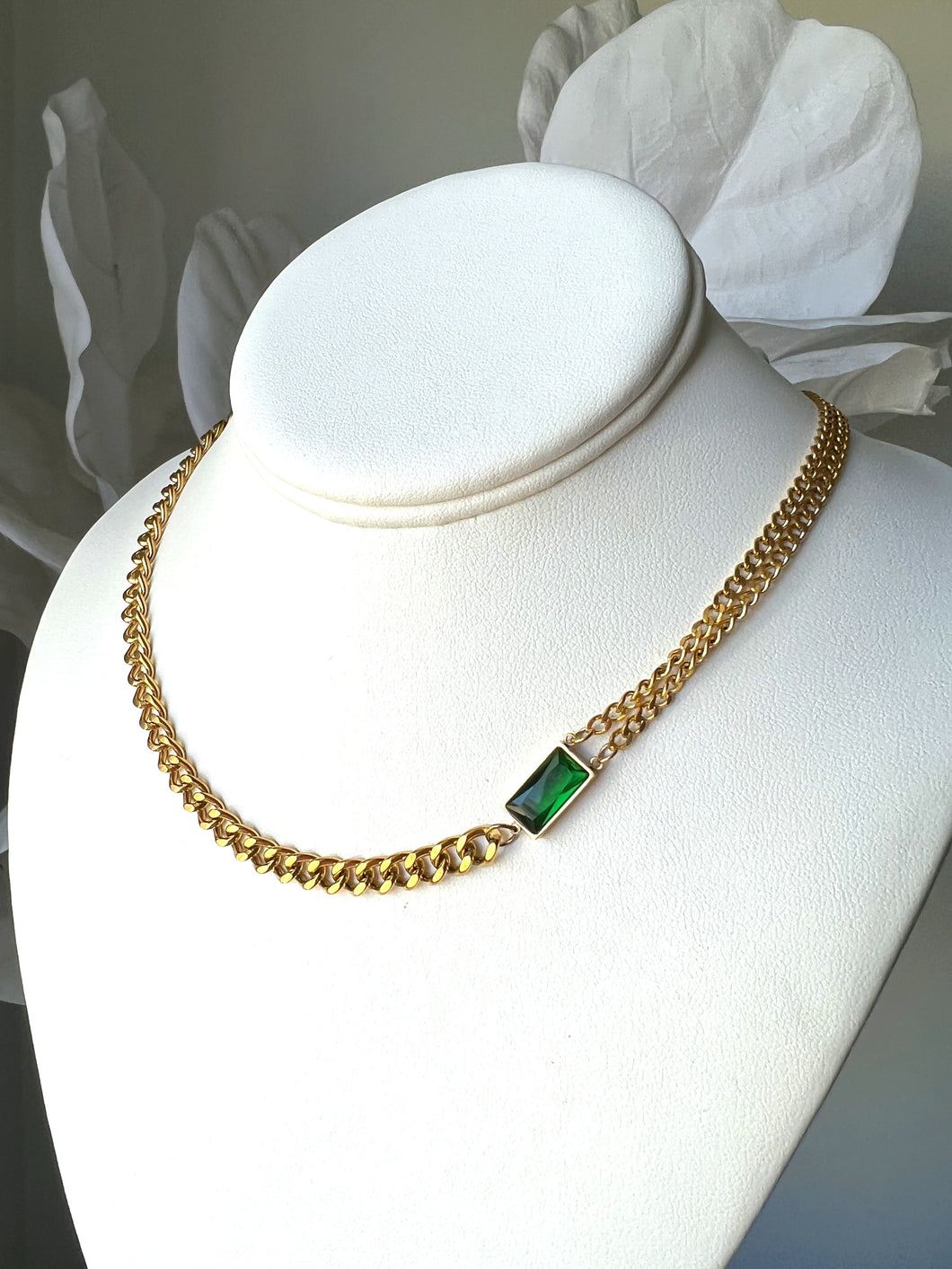 Astor Necklace WIth Green Cubic Zircon