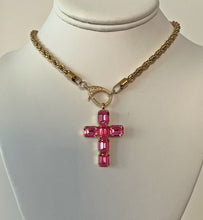 Load image into Gallery viewer, Crystal Cross Necklace - Pink
