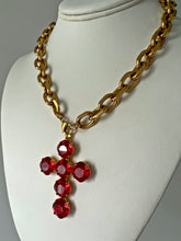 Load image into Gallery viewer, Alina Red Crystal Cross Necklace
