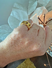 Load image into Gallery viewer, Chain ring Gold plated Stainless steel hypoallergenic statement ring cocktail ring 
