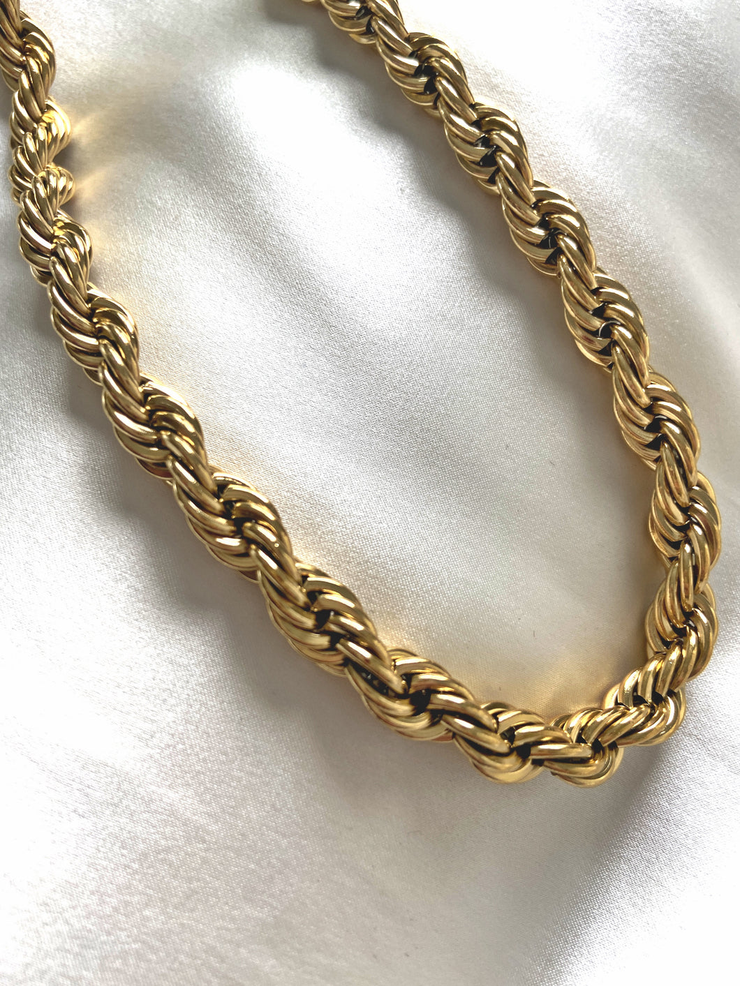 Gold plated stainless steel statement rope chain twisted necklace everyday jewelry