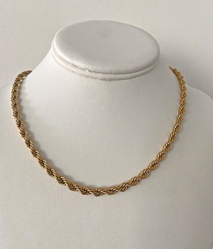 Gold plated stainless steel twisted rope necklace classy jewelry dainty jewelry everyday jewelry