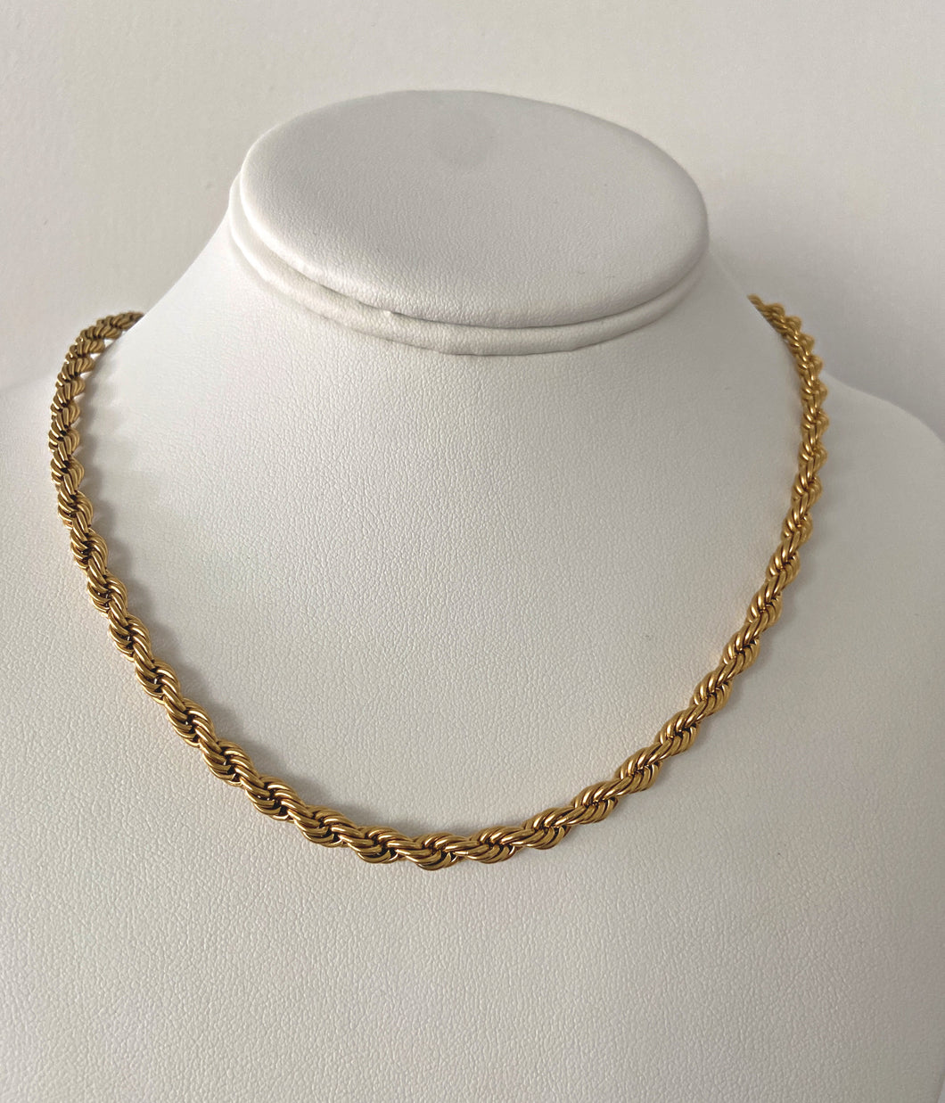 Gold plated stainless steel twisted rope necklace classy jewelry dainty jewelry everyday jewelry