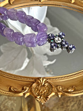 Load image into Gallery viewer, Romy Cross Necklace Purple Crystal Cross and Quarz
