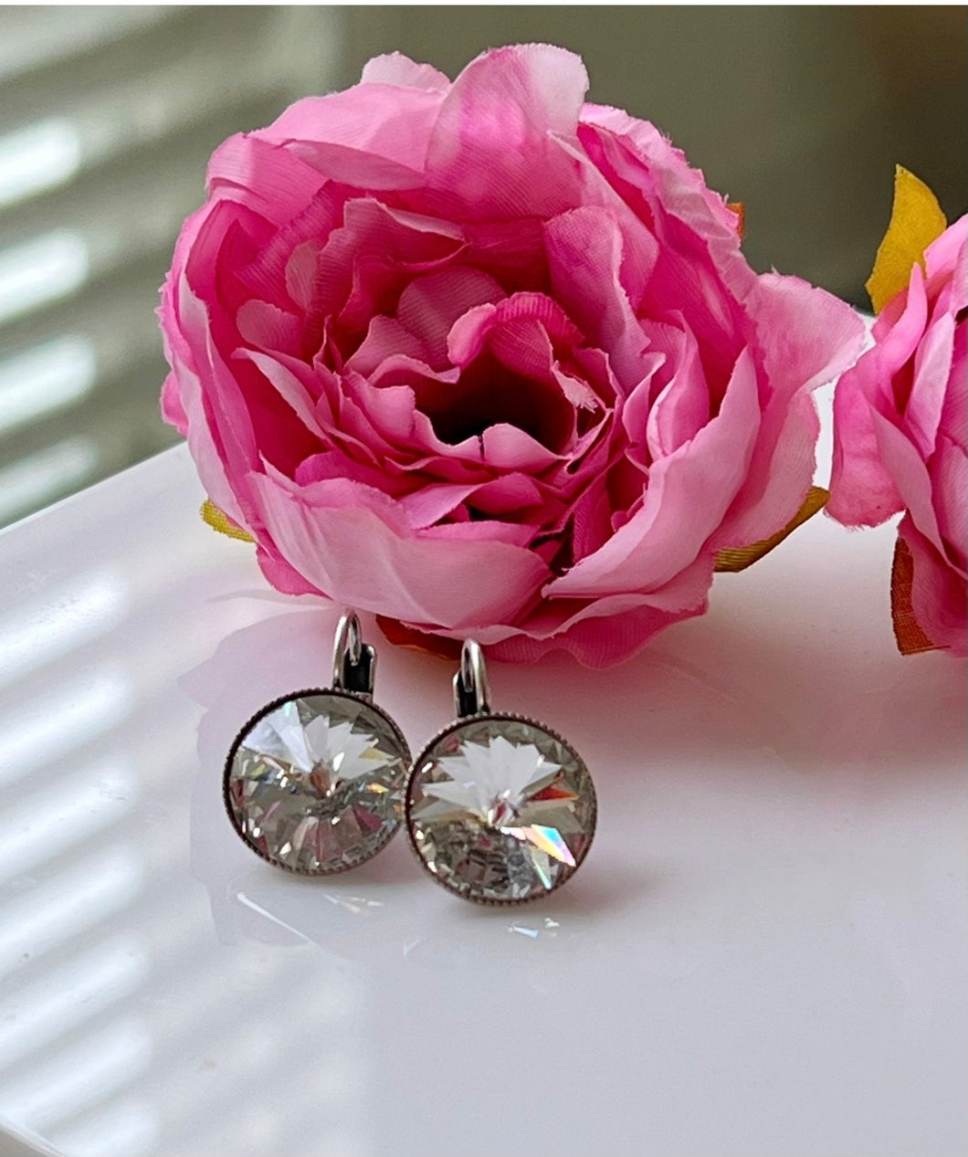 Round Austrian crystal earrings