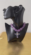 Load and play video in Gallery viewer, Romy Cross Necklace Purple Crystal Cross and Quarz
