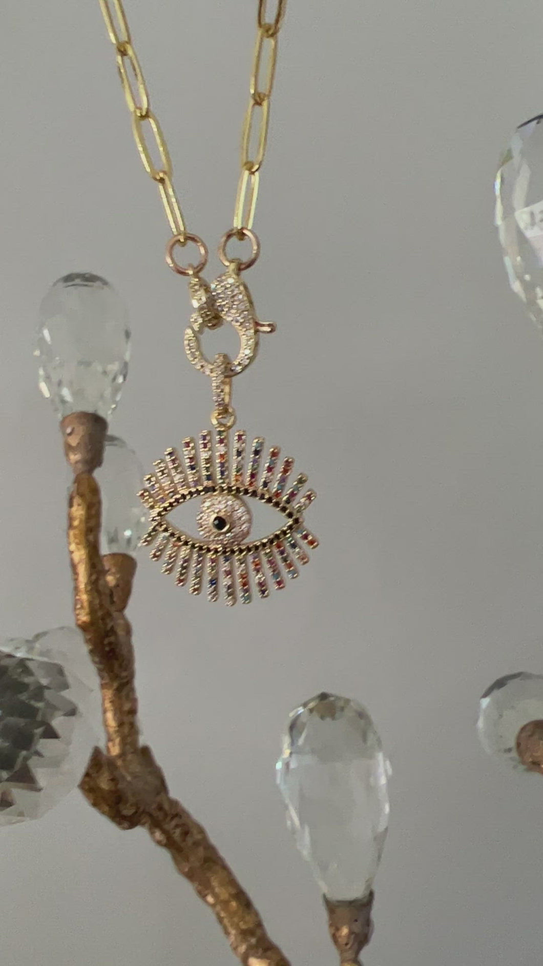 Dyonisus Sparkly Evil Eye Pendant Necklace