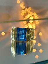 Load image into Gallery viewer, Darius Blue Crystal Gold Plated Statement Ring
